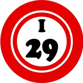 I 29 I29 Bingo Ball - 3 Pack Circle Stickers 3" x 3" - Hobby Number Board Lucky