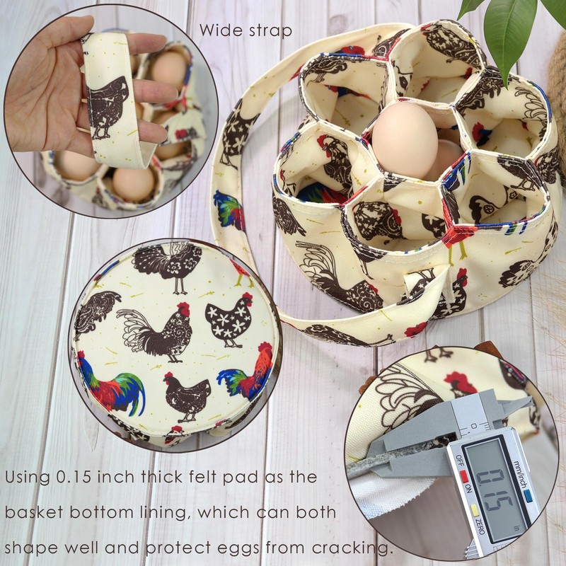 EureKaEr Egg Collection Basket, Durable Canvas, Egg Baskets for Fresh