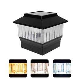 ONLSITY Single Solar Post Cap Lights for 4"x4" Posts & 3.5"x3.5" Wood Posts, 50 Lumen 3-Color Adjustable (3000K/4000K/6000K), Waterproof LED Lamps, Black Matte Finish, No Wiring Needed - Auto On/Off