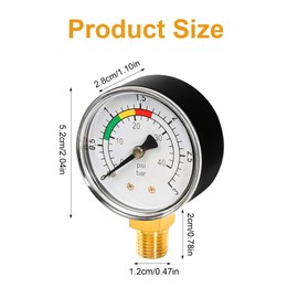 Pressure Gauge Water Pressure Gauge 1/4 Inch Pool Pressure Gauge Water Pressure Gauge Water Pressure Gauge Sand Filter System 0-3BAR/PSI Precise Water Pressure Gauge for Pool and Fish Ponds