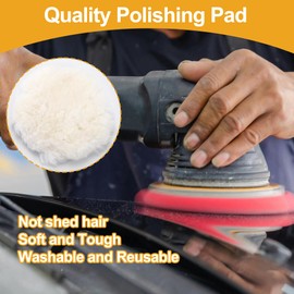 Partuto 1pc 5" 125mm Universal Wool Polishing Buffing Pad - Auto Woolen Buffing Waxing Pad Car Polisher Buffer Drill Attachment Hook & Loop Wool White