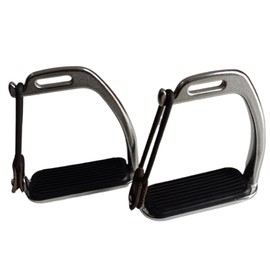 Toyosport 2 Pcs Carbon Steel Nickel-Plated Half-Side Stirrups for Saddle, Peacock Stirrups, Anti-Tangle Horse Riding Accessories for Beginners