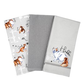 Tea towels for kitchen-Pack of 3 Cotton Linen Towels for Cooking, BBQ, and Dish Drying – Novelty Grill and Bake Towels – Perfect for Farmhouse Kitchens and Gifting