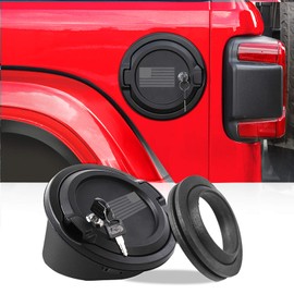 JeCar Cubierta de llenado de combustible con bloqueo para puerta de depósito de gas, aleación de aluminio, accesorios exteriores compatibles con Jeep Wrangler 2018-2023 JL JLU, bandera de Estados Unidos