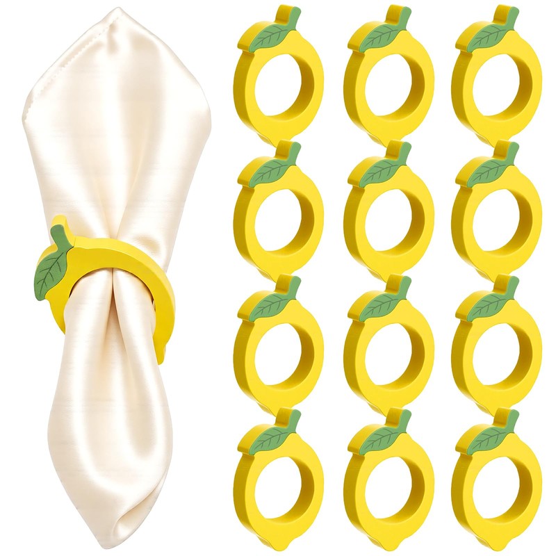 Gandeer 12 Set Lemon Napkin Rings Wooden Lemon Napkin Ring