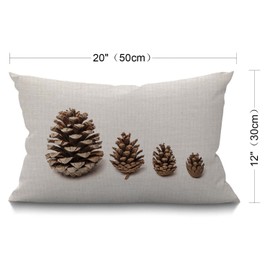 BGBDEIA Pinecones Lumbar Cushion Cover 30X50cm 12x20 Inch Decorative Bedroom Living Room Pine Cone Evergreen Coniferous Plant Brown Rectanglar Throw Pillow Cover for Bed Sofa Couch