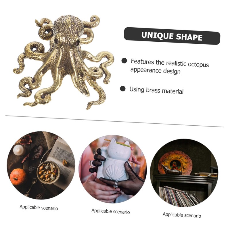 KITANDOVE Unique Sculpted Brass Octopus Ornament for Home Decor -