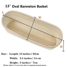 Oval Bread Banneton Proofing Basket Kit Bowl Set of 2 Sourdough Natural Rattan Proofing Baskets 13 Inch with Cloth Liner for Artisan & Home Bakers