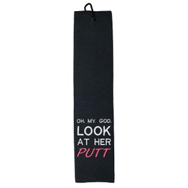 Funny Golf Towel for Women - Golf Towels for Golf Bags with Clip - Womens Golf Towel - Look at Her Putt