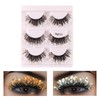 perfk 3 Pairs Luminous False Eyelashes with Sequins, Glitter Eyelashes,