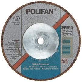 PFERD Polifan SG CO-COOL Abrasive Flap Disc, Type 29, Threaded Hole, Phenolic Resin Backing, Aluminum Oxide, 5" Dia., 40 Grit (Pack of 1)