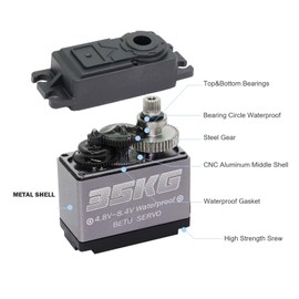 BETU 35kg Servo, Stainless Steel Gear Servo, Steering Servo Compatible with 1/6，1/8, 1/10, 1/12 RC Car/Robot/Boat