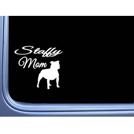 Staffy Bull Mom j847 6" wide Sticker decal dog