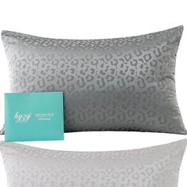 Mulberry Silk Pillowcase for Hair and Skin Standard Size 20"X 26" with Hidden Zipper Soft Breathable Smooth Cooling Pillow Covers for Sleeping(Leopard Gray,1Pcs) ﻿