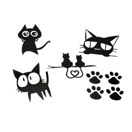 Speed mao Cute Big Cat Paw Sticker Sticker, 5 Types Black