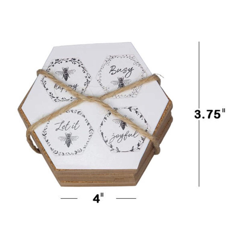 Youngs Honey Bee Wood Coaster Set of 4 - Bee