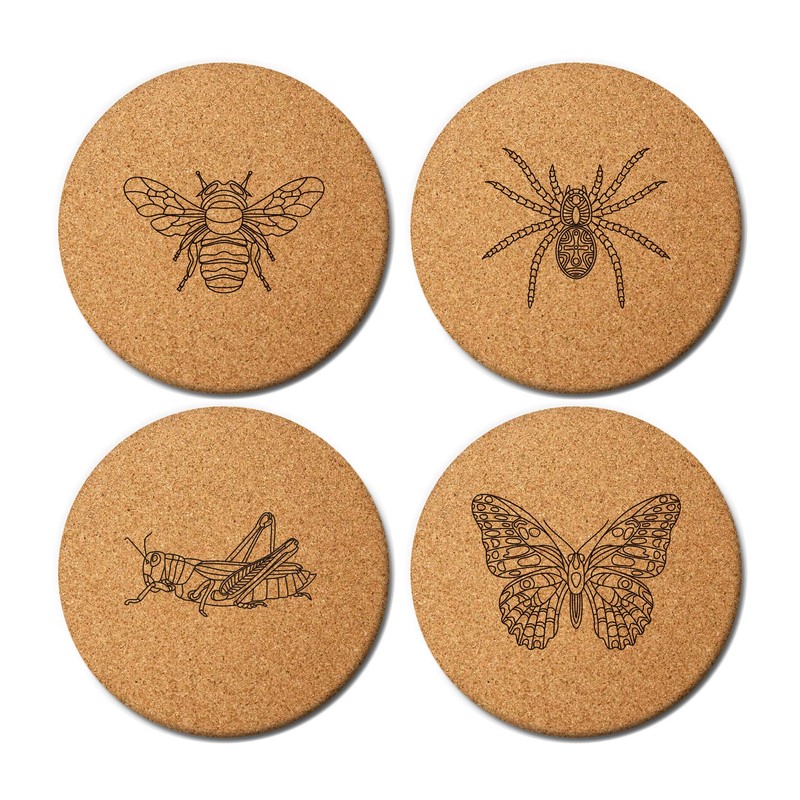 Magic Pine Juego de 4 posavasos de insectos