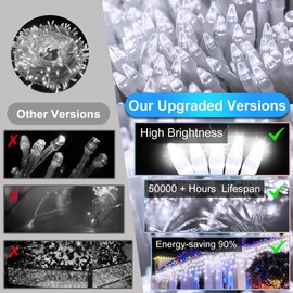 504 LED Fairy lights for Bedroom, 49ft Christmas Window Lights with 112 Drops 12 Modes, Dimmable Curtain Lights, String Lights Indoor Outdoor for Holiday Wedding Party Home Decorations, Cool White