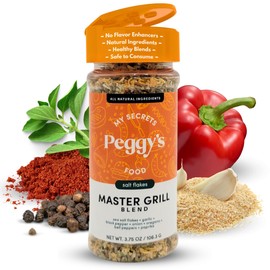 My Secrets Peggy’s Food Master Grill Blend Seasoning – Herb Blend Spice Rub – Mix with Sea Salt Flakes for Grilling – Natural & Healthy Rub for All Meats – 3.5Oz