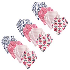 Touched by Nature Unisex Baby Organic Cotton Bandana Bibs, Flower 12-Pack, 0-9 Months