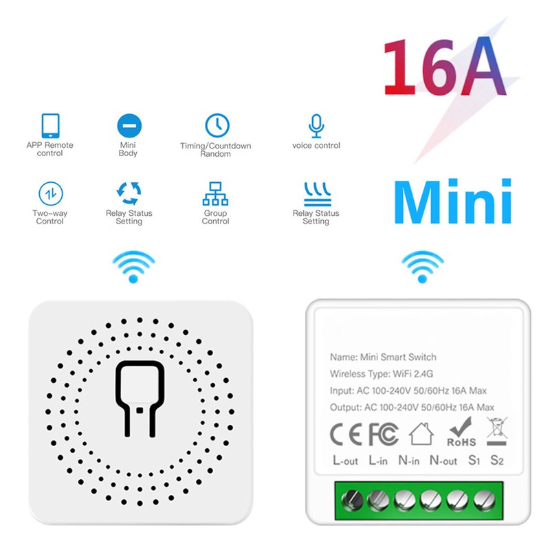 16A Smart Home Switch with APP Remote Control Mini Wifi