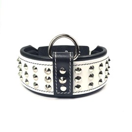 Bestia ''Star'' Genuine Leather Dog Collar with Studs