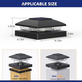 APONUO Solar Post Cap Lights,4x4 Post Solar Lights Warm White Outdoor Waterproof Garden Patio Fence Deck Decor,Solar Fence Post Lights for Fence Deck Caps 4x4 Wood Vinyl,Black 12 Pack