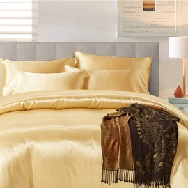 2 Pack Satin Silk Pillow Case Soft Pure Mulberry pillow Case Cover for Hair and Skin with Envelope Closure (Gold, Standard(50x75cm))