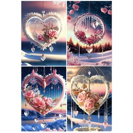 DCIDBEI 4 Pieces Diamond Painting Dream Catcher 30 x 40 cm Diamond Painting Pictures Diamond Painting Pictures Embroidery Pictures Adult Dream Catcher Children Mosaic Craft Set Adults Diamond Painting