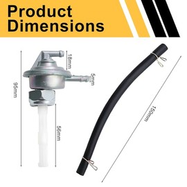 Gas Fuel Tap M16 x 1.5 Scooter Fuel Tap with Vacuum Connection with Fuel Hose Fits GY6 49cc-250cc - 50cc/125cc/150cc Including Scooter Moped Go Kart Engine of the Atvs