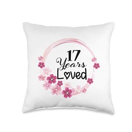 17 Years Loved Funny 17 Years Old Boys Girls 17th Birthday Throw Pillow
