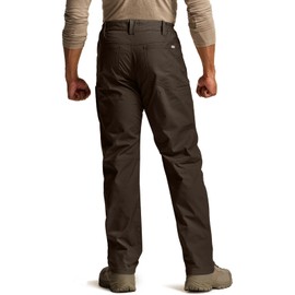 CQR Men's Flex Stretch Tactical Pants, Water Resistant Ripstop Cargo Pants, Lightweight EDC Outdoor Work Hiking Pants, Tac-Stretch Dark Brown, 38W x 30L