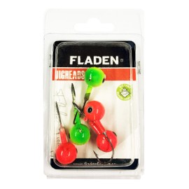 FLADEN Fishing - Assorted Multi Coloured Non-Toxic Ball Jigheads - Perfect for predator fishing with soft bodied lures (5 Pack - 10g - 4/0 Hook, Red/Yellow) [35-11040]