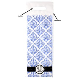 JetBag Travel Wine Bag (Set of 3, Blue Gift Pattern) - The Original Absorbent, Reusable & Protective Wine Bottle Bag - Made in the USA