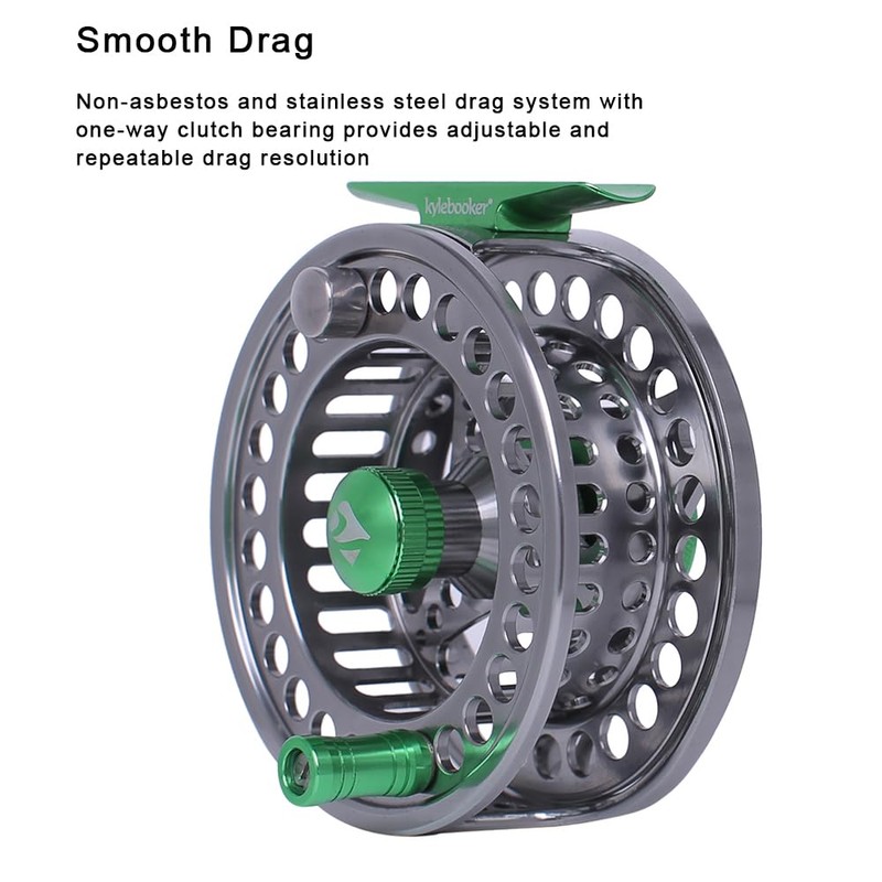 Kylebooker Fly Fishing Reel Large Arbor CNC-machined Aluminum Alloy Body