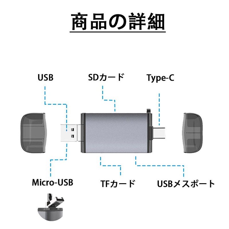 SD Card Reader, Type-C, Micro USB, 3 in 1, USB