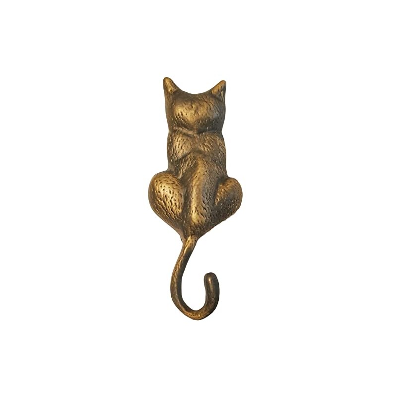 Anatolica Cat Door Knocker Solid Brass 6.11 inches (Antique Bronze)
