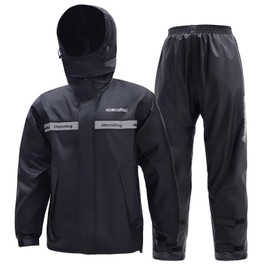 Men's Waterproof Rain Suit,Windproof All-Weather Jacket & Pants Set for Motorcycle Golf with Removable Hood & Storage Bag
