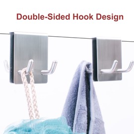 Holensun Towel Hooks Over Shower Door 0.32-0.39in Frameless Glass Hanger for Bathroom Brushed Nickel Razor Squeegee Loofah Robe Holder 2 Pack (Silver)