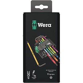 Wera - 05073599001 967 Spkl/9 Torx Bo Multicolor Juego de llaves en L para tornillos Torx a prueba de manipulaciones, Blacklaser, 9 piezas