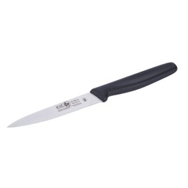 4 Inch Paring Knife, Straight Edge, High Carbon German Stainless Steel razor Sharp Blade, Black Handle, By ICEL.