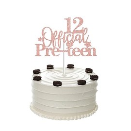 Decoración oficial para tartas de 12 cumpleaños, oro rosa brillante, 12 decoraciones oficiales para fiestas de cumpleaños para niños y niñas de 12 años (rosa de olda)