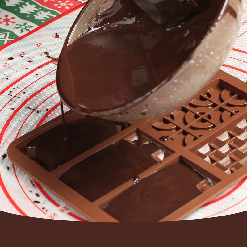 PiiiinkHot Thin Silicone Chocolate Bar Mold | 2-Pack 6-Cavity Break-Apart