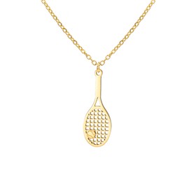 Dreamtimes Tennis Racket Pendant Necklace for Women Tennis Necklace Stainless Steel Inspirational Jewelry for Tennis Lovers Players Court Sport Fan Accessory (Gold)