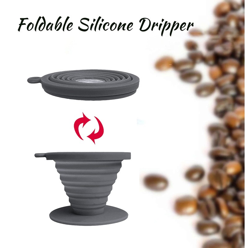 Collapsible Coffee Dripper Pour Over Coffee Filter, Silicone Reusable Coffee