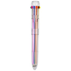 HeTaoCat Multicolor Pens 1 Pack 0.5mm 10-in-1 Retractable Ballpoint Pens - 10 Colors Transparent Barrel Ballpoint Pen for Office Supplies (Multicolor)