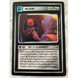 Star Trek CCG 1E Rules of Acquisition WRIT OF ACCOUNTABILITY Rare Card