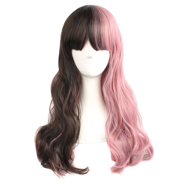 MapofBeauty Pink And Brown Curly Wigs Cosplay Wigs