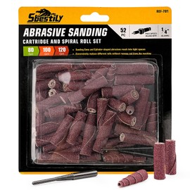 Sbestily 52Pcs 1/4 Sanding Burr Set 1/4 Shank Die Grinder Sanding Bits Aluminum Oxide Grinding Bits for Metal Stainless Steel Wood Fiberglass Welds Rotary Tool Attachment Accessories