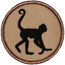 Spider Monkey Silhouette Patrol Patch - 2" Diameter Round Embroidered Patch (Sew-on)